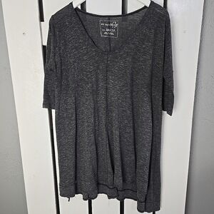 We The Free People Oversized Tunic Basic Top XS Grey Side Slit Boho Beach Grunge
